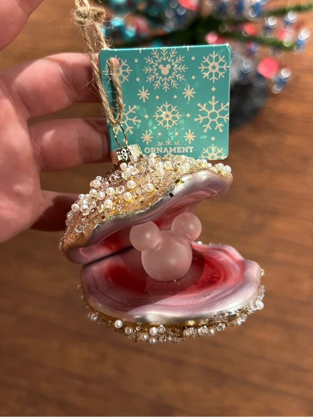 Disney Parks Summer Mickey Mouse Oyster Pearl Clam Ornament NEW
